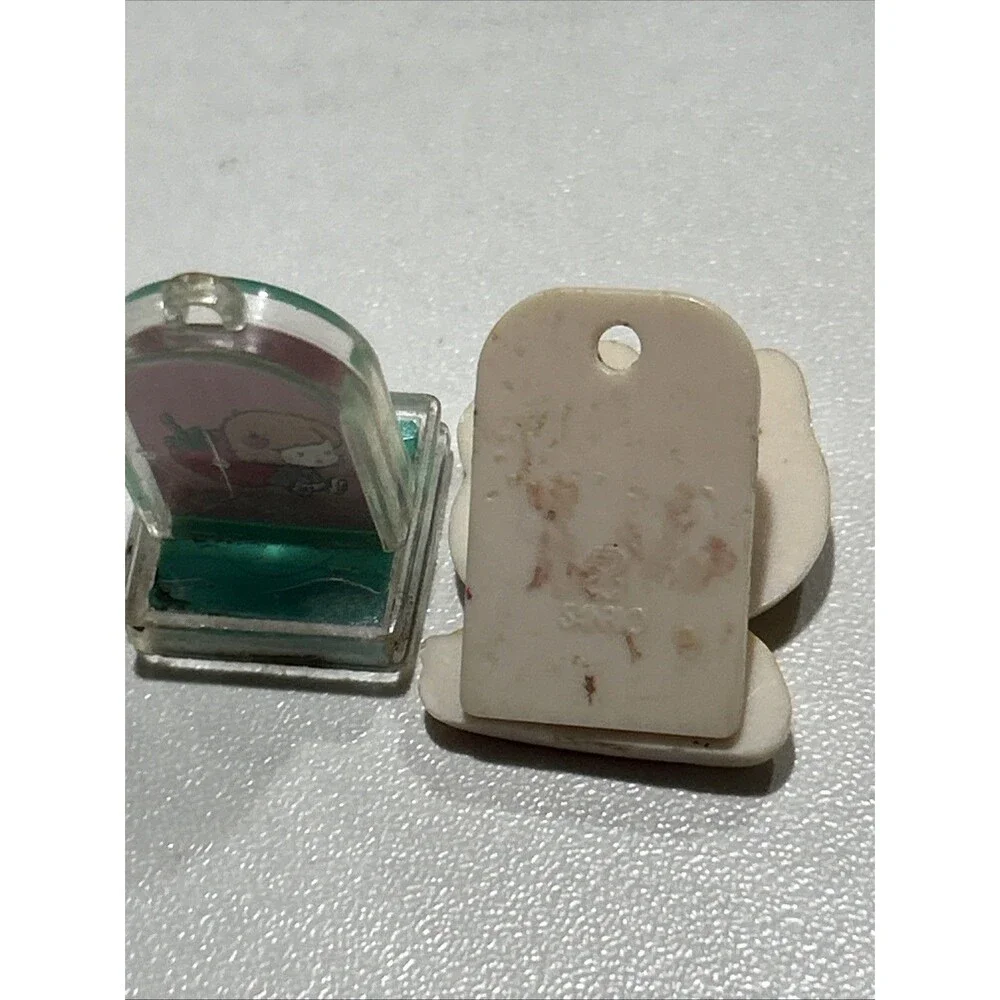 Sanrio Rubber Stamp Vintage 1994 Alphabet Letter E Strawberry + Hello Kitty Clip